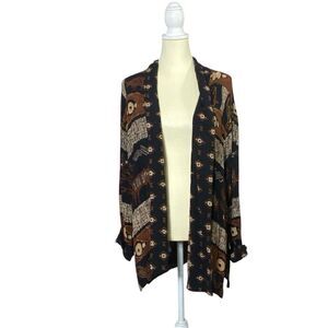 Vintage Delores Bell 100% Rayon Gauzy Boho Aztec Lightweight Cardigan Women's M
